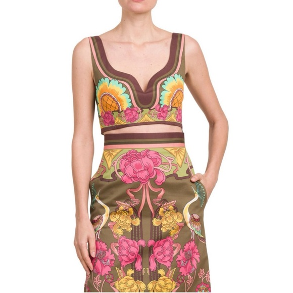 LA DoubleJ Multicolor Floral Crop Top - Picture 1 of 4